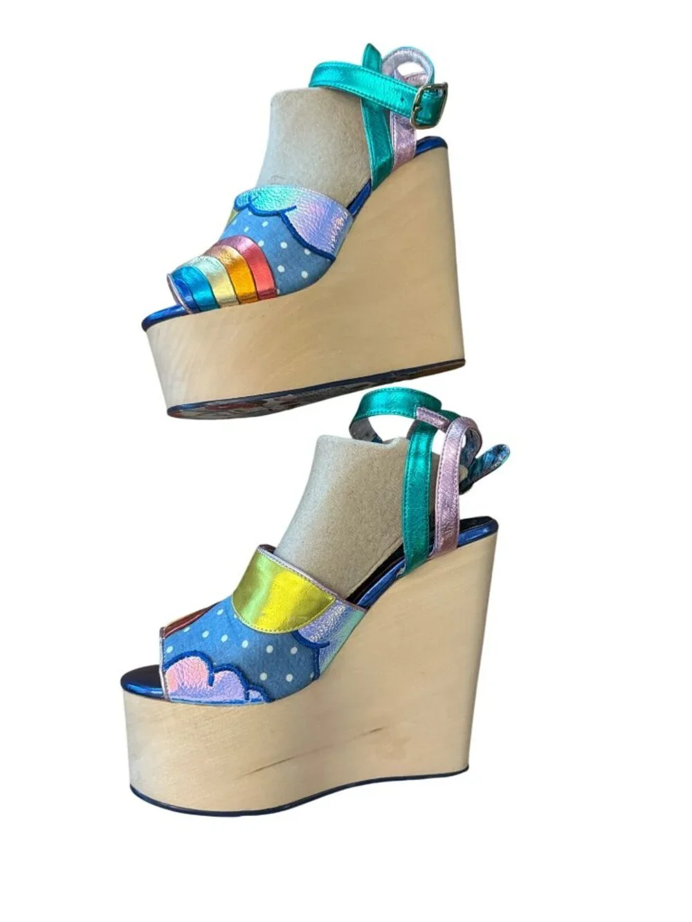 Irregular Choice Funshine 70s Rainbow Wedge Platform Sandals 7 38 Heels Retro - Picture 4 of 10